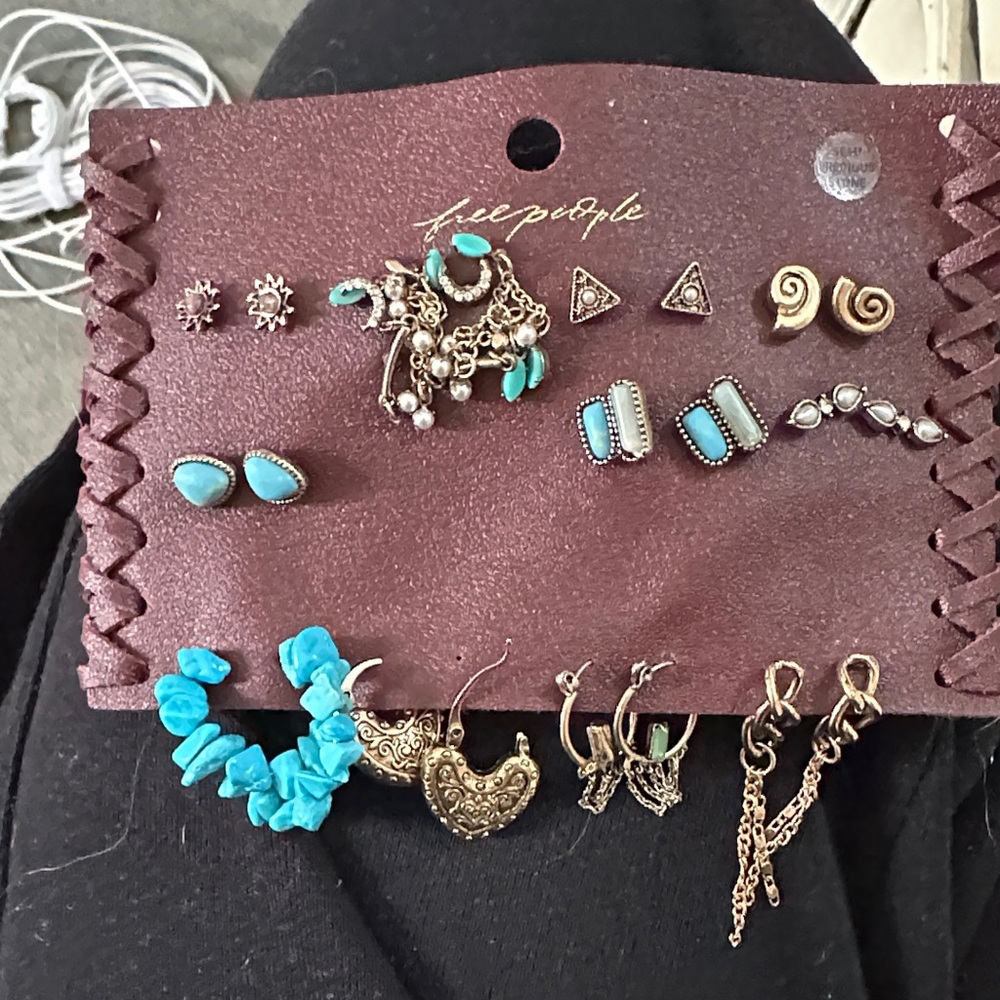 Free People Turquoise and Gold Earring Collection